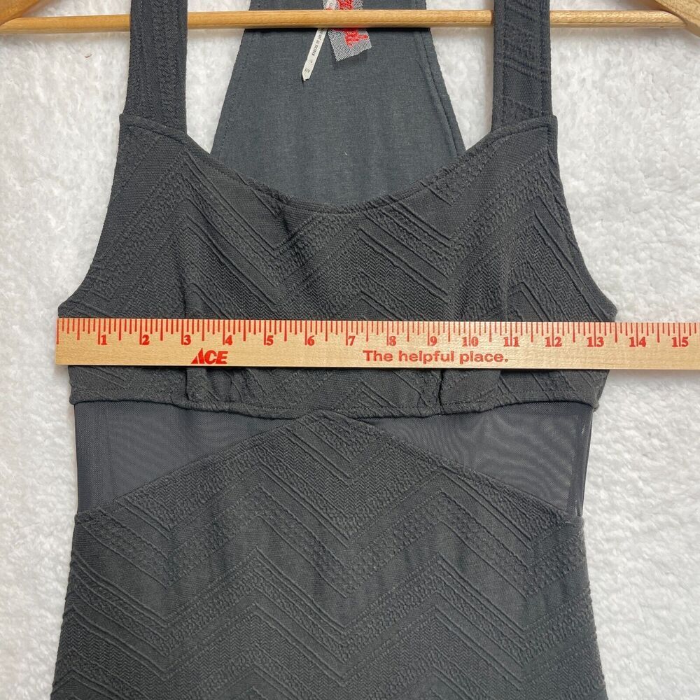 Free People Women’s Chevron Textured Mesh Bodycon Dress Gray Size S Sleeveless - Picture 7 of 11